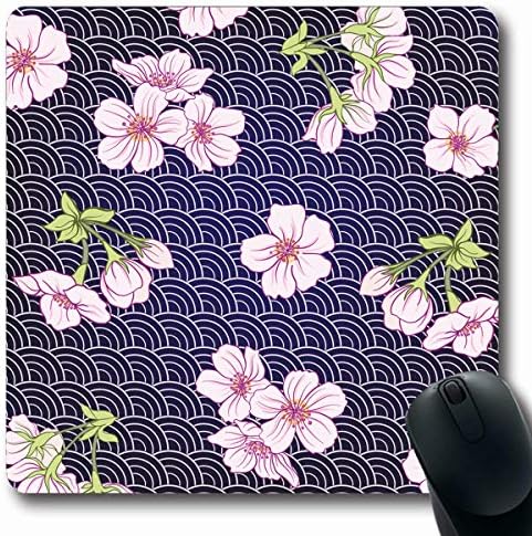 LifeCO Computer Mousepads Asia Pink Pattern Blossom Sakura Nature Asian Authentically Cherry Design Oblong Shape 7.9 x 9.5 Inches Oblong Gaming Mouse Pad Non-Slip Rubber