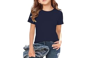 Cotton T Shirts for Boys Girls Basic Short Sleeve Crewneck Tee Tops Toddler Kids Athletic School Casual Summer Shirt