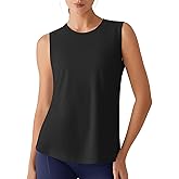 G4Free Side Slits Women's Workout Tank Tops Soft Loose Fit High Neck Athletic Tanks Stretch Sleeveless Gym Running Top