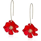 Aishgjia Handmade Bohemian Metal Flower Dangle Drop Earrings Unique Tiered Petal Flower Earrings for Women