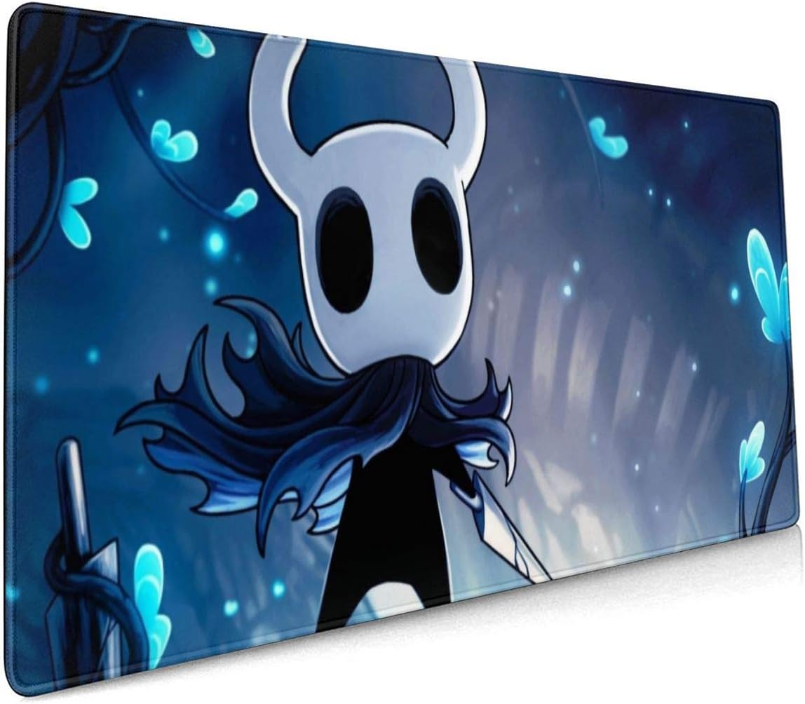 Game Hollow Knight The Knight Extended Gaming Mouse Mat,DIY Custom Professional Mouse Pad (35.5x15.8In),Stitched Edges,Desk Pad Keyboard Pad Mat,Water-Resistant,Non-Slip Base,For Work & Gaming