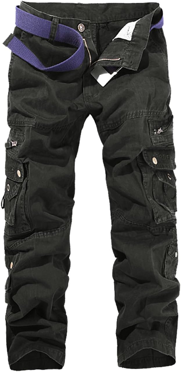 AUYUG Men's Trousers Cargo Combat Trousers Camouflage Workwear Cotton Trousers with Multi Pockets