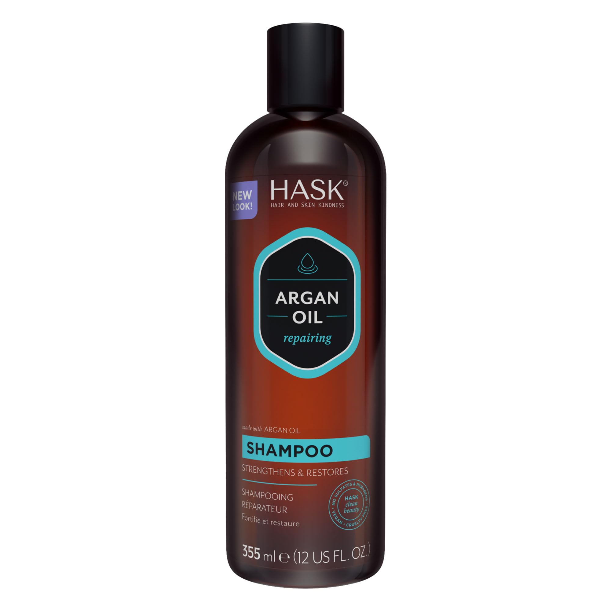 HASK Argan Oil Shampoo, Repairing for all hair types, colour safe, and cruelty-free - 1 355mL Bottle