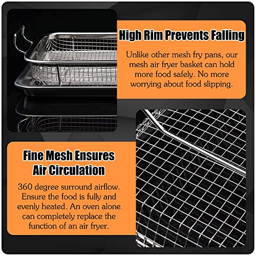 Eyourlife Air Fryer Baskets For Oven, 18/8 Stainless Steel Oven Air Fryer Basket, Crisper Tray