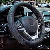 XINLIYA 15 Inch Car Leather Steering Wheel Cover, Automotive Accessories Elastic Breathable Anti-Slip Soft Wheel Protector Fi