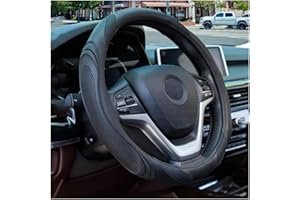 XINLIYA 15 Inch Car Leather Steering Wheel Cover, Automotive Accessories Elastic Breathable Anti-Slip Soft Wheel Protector Fi