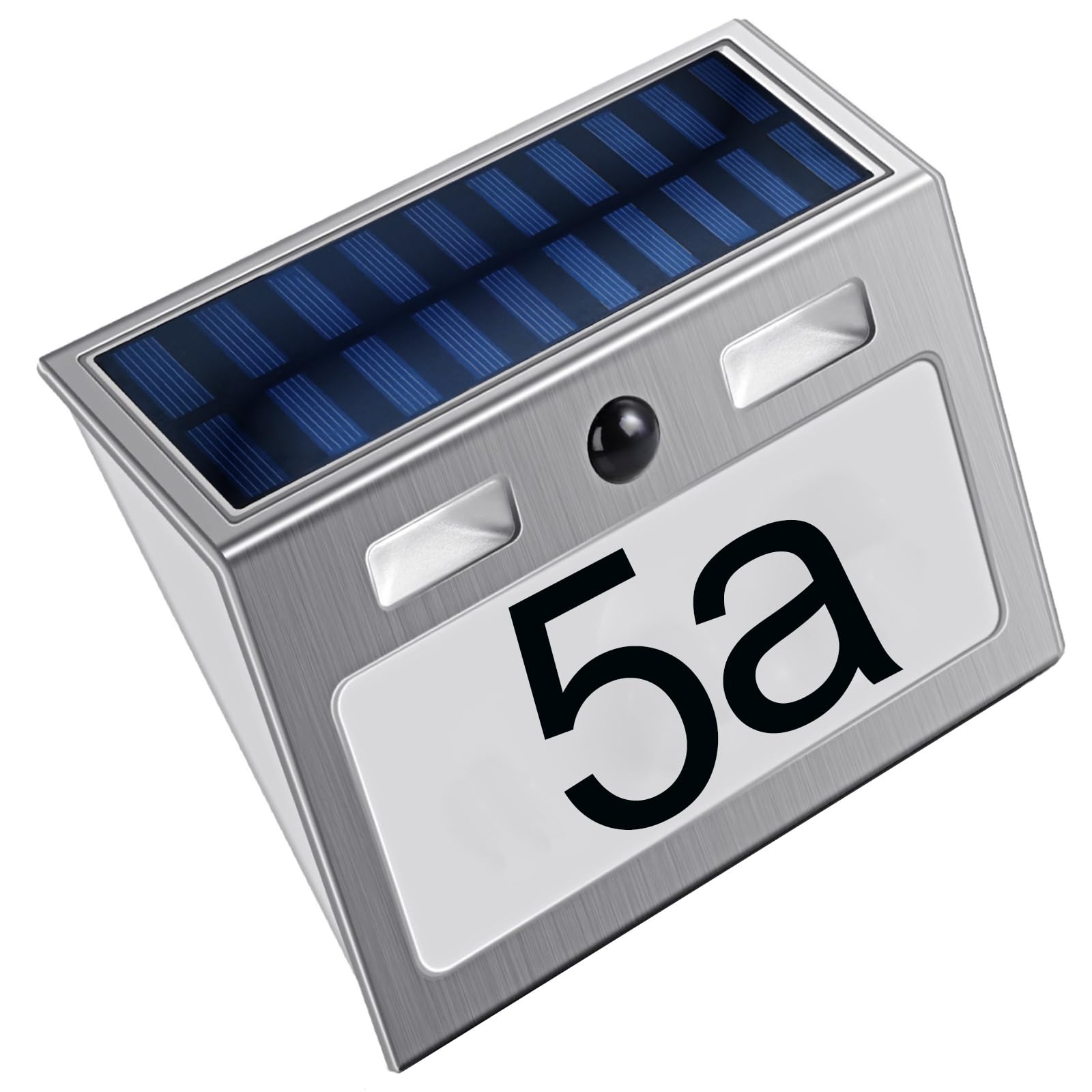 Hopelit Solar House Number Signage with Motion Sensor, 7 LEDs, IP44 Waterproof, Stainless Steel, for Outdoor Use