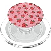 Pink Strawberry Heart Pattern PopSockets PopGrip for MagSafe