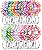 Fashion & Lifestyle 20PCS Flexible Wristlet Keychain Wrist Coil with Key Holder Ring Chain ID Badge Tag Wristband Bracelet Band - Multipurpose Hair Ties Ponytail Holders