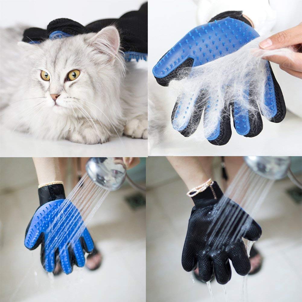 OCEANTREE Pet Grooming Gloves, Pet Hair Remover Brush Glove for Cats Dogs & Horses Bath Massage Hair Removal Gloves Brush (1 Pair)