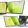 UPERFECT Laptop Screen Extender, 2K 14" 360°Unique Swivel Hinge w/ 180° Automatic Rotation, 2240x1400 QHD IPS Portable Monitor for 14"-17'' Laptops, Plug & Play with Mac, Wins, Dex (Only one Screen)