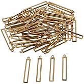 diyhub 50Pcs Brass Rectangle Charm, Gold, Geometric Charm For DIY Earring Jewelry Making