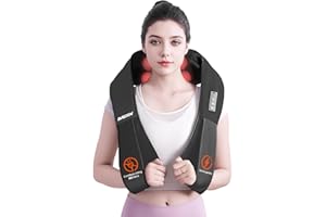 AMZPONY® Cordless Neck Massager for Pain Relief Deep Tissue, Rechargeable Shiatsu Neck and Back Massager with Heat Kneading Shoulder Massage for Body Muscle Pain Relief,Gifts for Dad Mom Friends