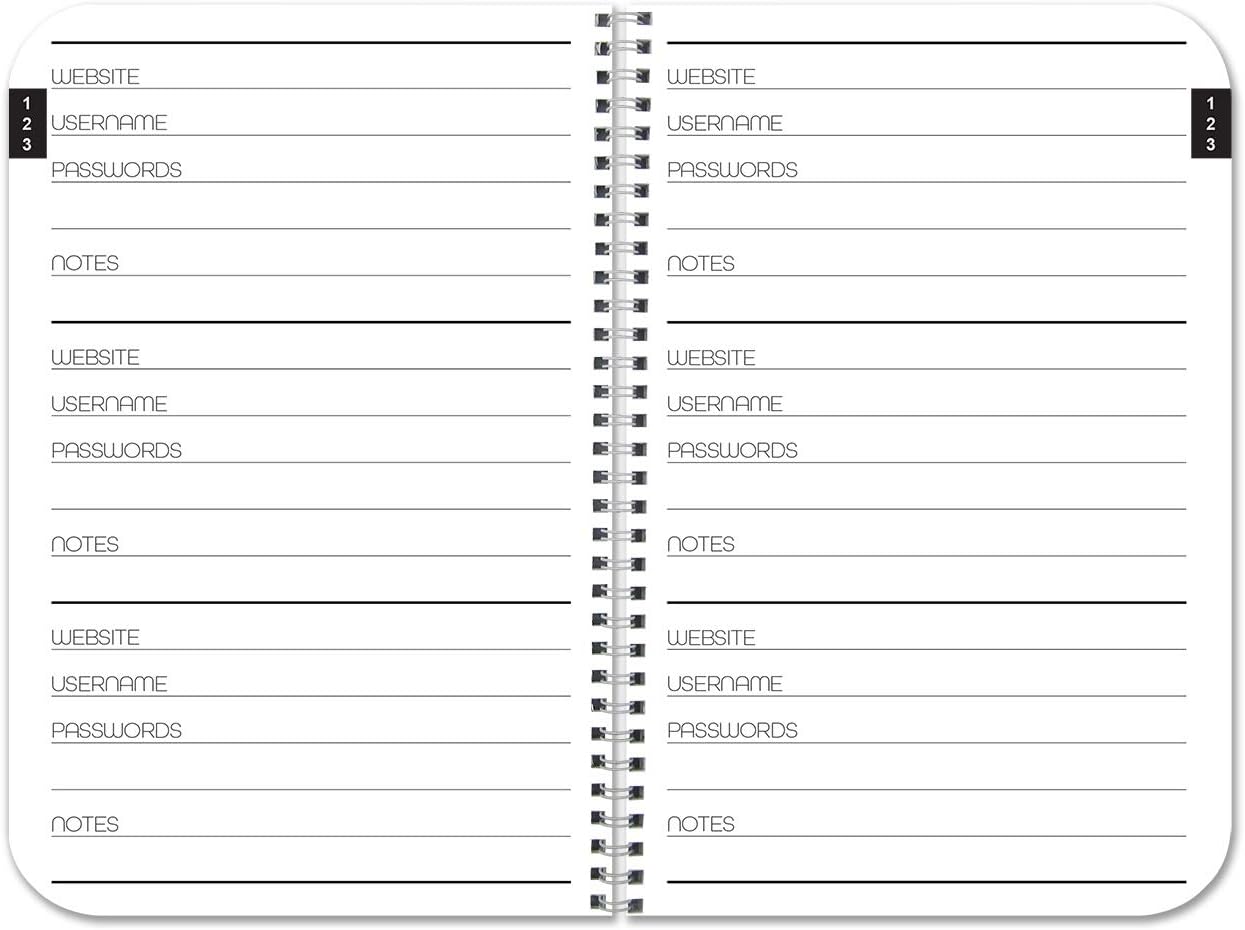 BookFactory Password Journal/Password Organizer/Password Book/Logbook/Password Keeper, 120 Pages, 3 1/2" x 5 1/4", Durable Thick Translucent Cover, Wire-O Binding (JOU-120-MCW-A-(Password)) : Record Books : Office Products