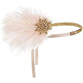 BABEYOND 1920s Flapper Headband Roaring 20s Headpiece Gatsby Ostrich Feather Headpiece with Crystal