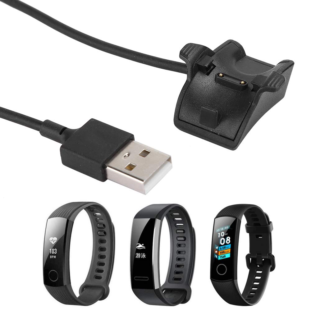 for Watch Band Charger for Band 4 Charger Cradle Plastic, ABS Black 2PCS Hon-345 Smart Bracelet Charger Charging Cable Dock for Band 3/4/5