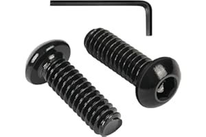 VGBUY 50Pcs 1/4-20 x 1 Button Head Socket Cap Bolts Screws,304 Stainless Steel 18-8,Black Zinc Plating,Fully Threaded,with Spanner Allen Hex Drive, for Furniture,Water Pump,Light Fixture(VG10306)