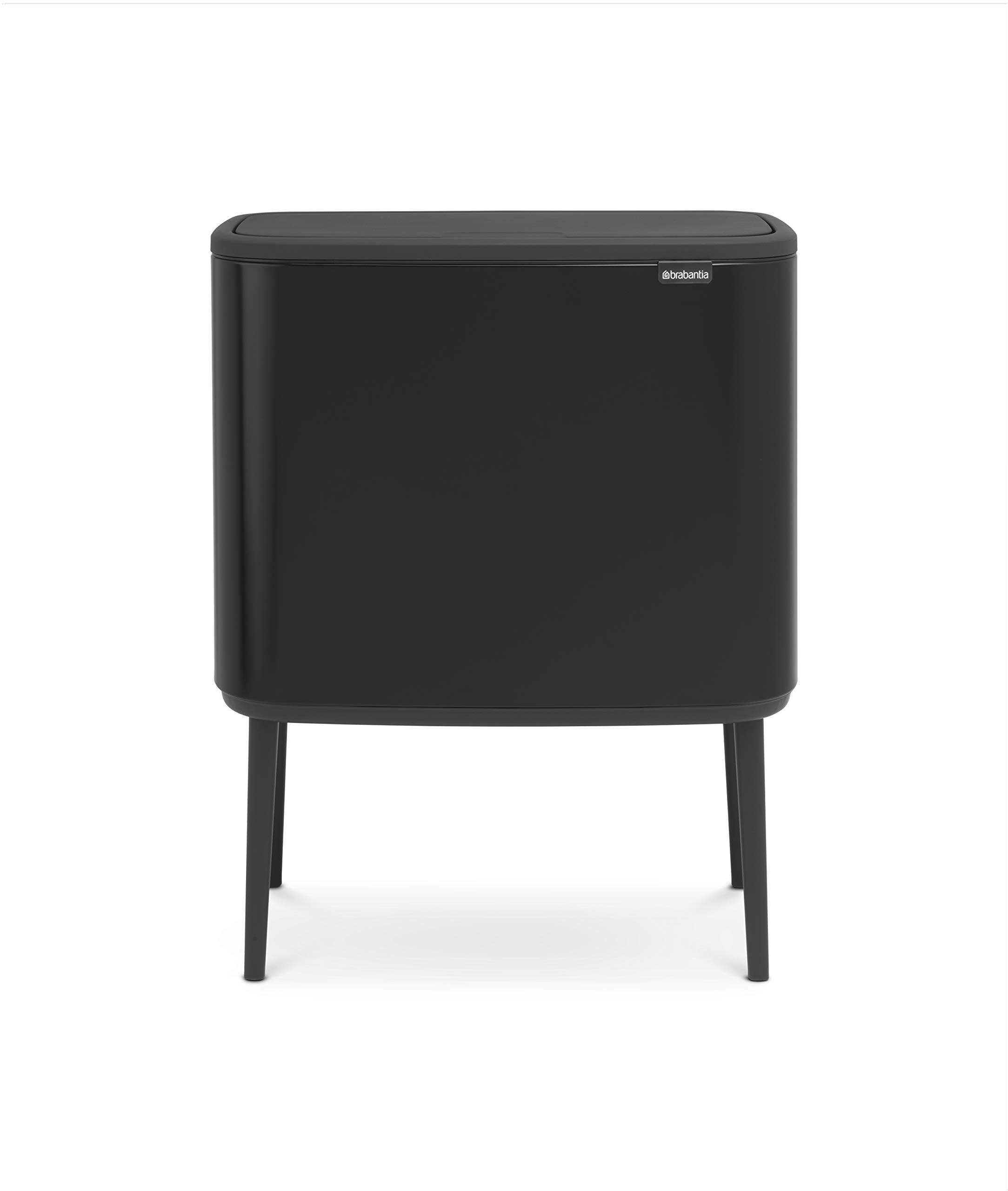 Brabantia Bo Touch Bin - 11L + 23L Inner Buckets (Matt Black) Waste/Recycling Kitchen Bin with Removable Compartments + Free Bin Bags
