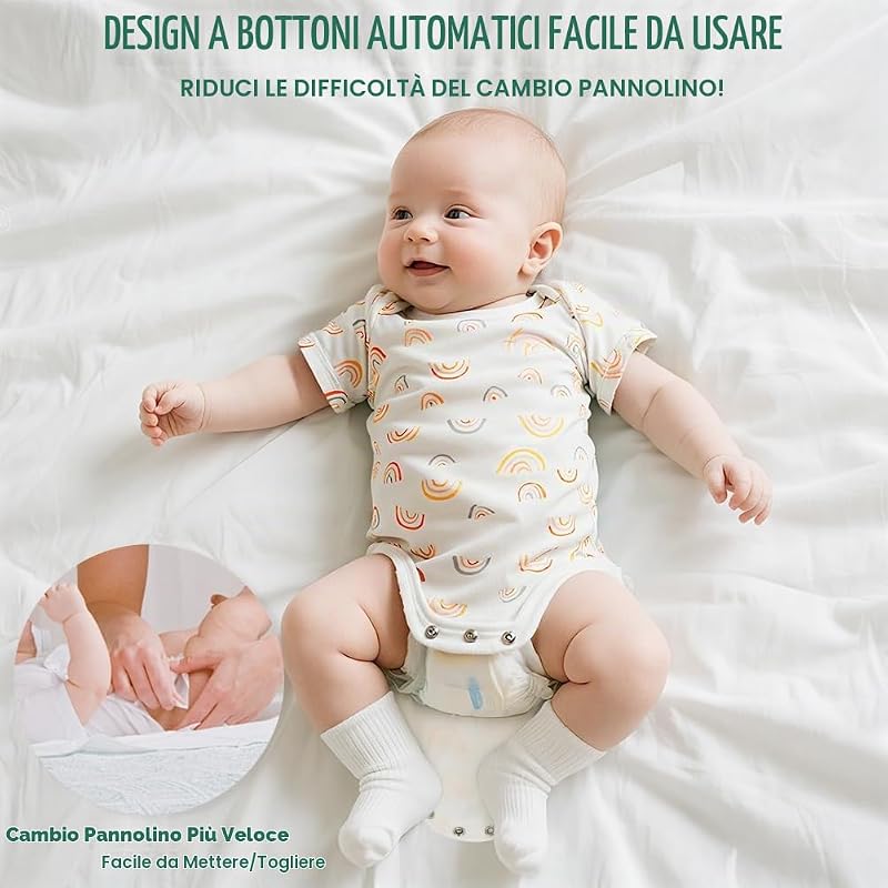 Set di 5 Body Neonato e Neonata, Body a Maniche Corte in 100% Cotone, con Comoda Apertura, Unisex 3-6 Mesi, Idee Regalo Nascita (B)