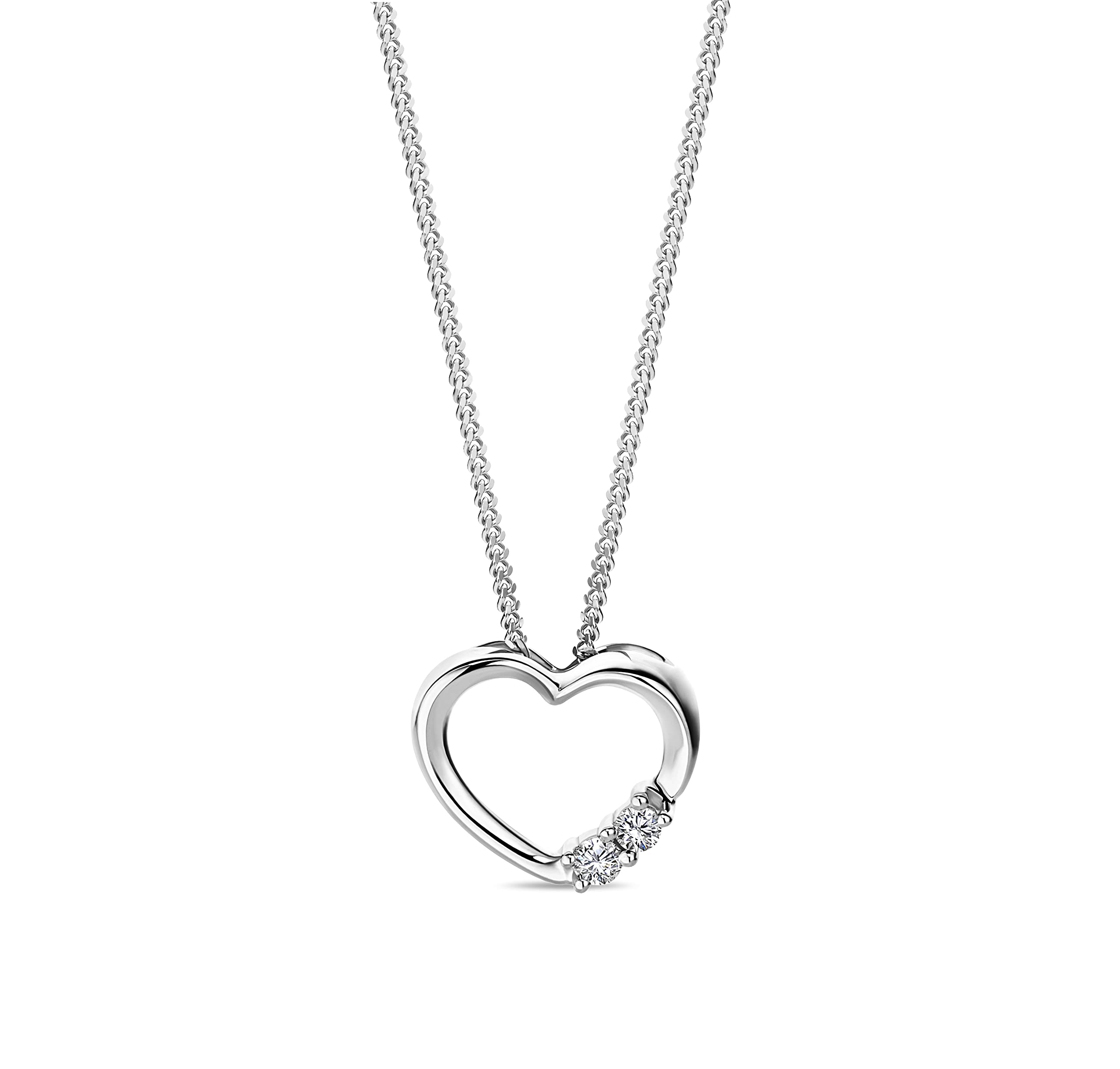MIORE heart necklace with 0.04 ct diamond in 9 carat 375 yellow gold, length 45 cm