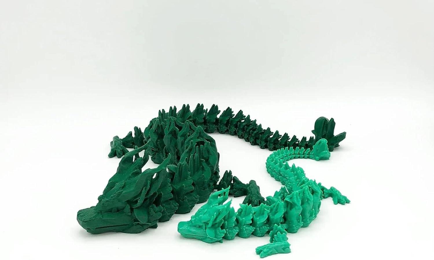 Mixed Media - 3D Printed Articulated Flexi Woodland Dragon Fidget Toy (Small, Forest Green)