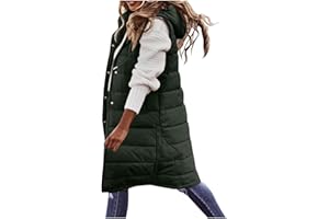 JMMSlmax Womens 2023 Fall Reversible Vests Sleeveless Fleece Jacket Long Warm Winter Coat Outerwear Zip Up Hoodie Pockets