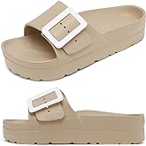 Haifago Women's Platform Sandals with Arch Support, Summer Beach Slides Adjustable Buckle Comfortable Lightweight EVA Slip on Slide