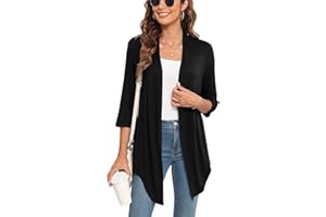 Veryoung Lightweight Summer 3/4 Sleeve Cardigan for Women Trendy Casual Draped Tie Front Cardigans Fall Shrugs High Low Hem