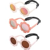 GLARDEFE Polarized Baby Sunglasses with Strap UV400 Infant 0-24 Months | Flower Design for Toddler Girls, TPEE BPA-free Frame, UV400 Protection, Adjustable Strap for Newborn, Baby Beach Essentials