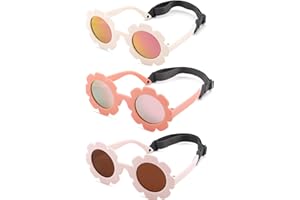 GLARDEFE Polarized Baby Sunglasses with Strap - Unbreakable Infant Flowers Sunglasses for Newborn Girls Boys Age 0-12 Months