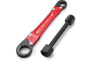 DigiGlow 5-Color Angle Stop Wrench Kit | High-Precision Adjustable Valve Tool for Bathroom/Kitchen Plumbing | All-in-One Wrench & Socket Set for Plumbers & DIYers (Red)