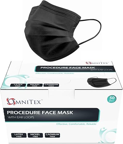Omnitex Black 3Ply IIR Medical Face Mask EN14683:2019 Pack 50