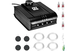 Aquarium Fish Tank Air Pump, Lychee 4 Outlet 254GPH 8W Powerful Ultra Quiet Adjustable Fish Tank Aerator with Check Valve Air