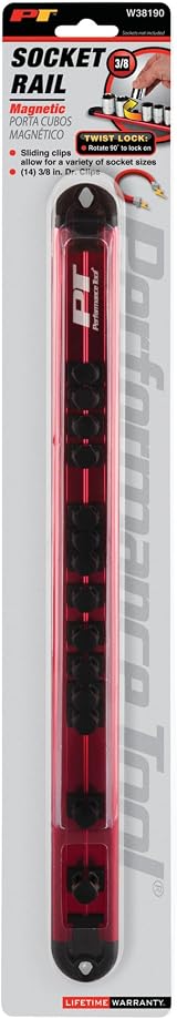 Performance Tool W38190 3/8 Drive Magnetic Socket Rail Organizer Thailand view 6