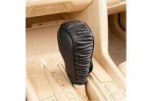 TSUGAMI Leather Car Gear Shift Knob Cover, Anti-Slip Leather Automatic Stick Shifting Knob Protector, Automotive Shifter Hand