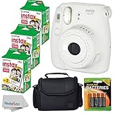 Fujifilm Instax Mini 8+ (Vanilla)Instant Film Camera W/ Self Shot Mirror + Fujifilm Instax Mini 3 Pack Instant Film(60 Shoots) + Case + Batteries Top Kit - International Version (No Warranty)