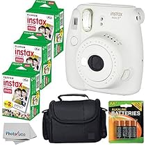 Fujifilm Instax Mini 8+ (Vanilla)Instant Film Camera W/ Self Shot Mirror + Fujifilm Instax Mini 3 Pack Instant Film(60 Shoots) + Case + Batteries Top Kit - International Version (No Warranty)