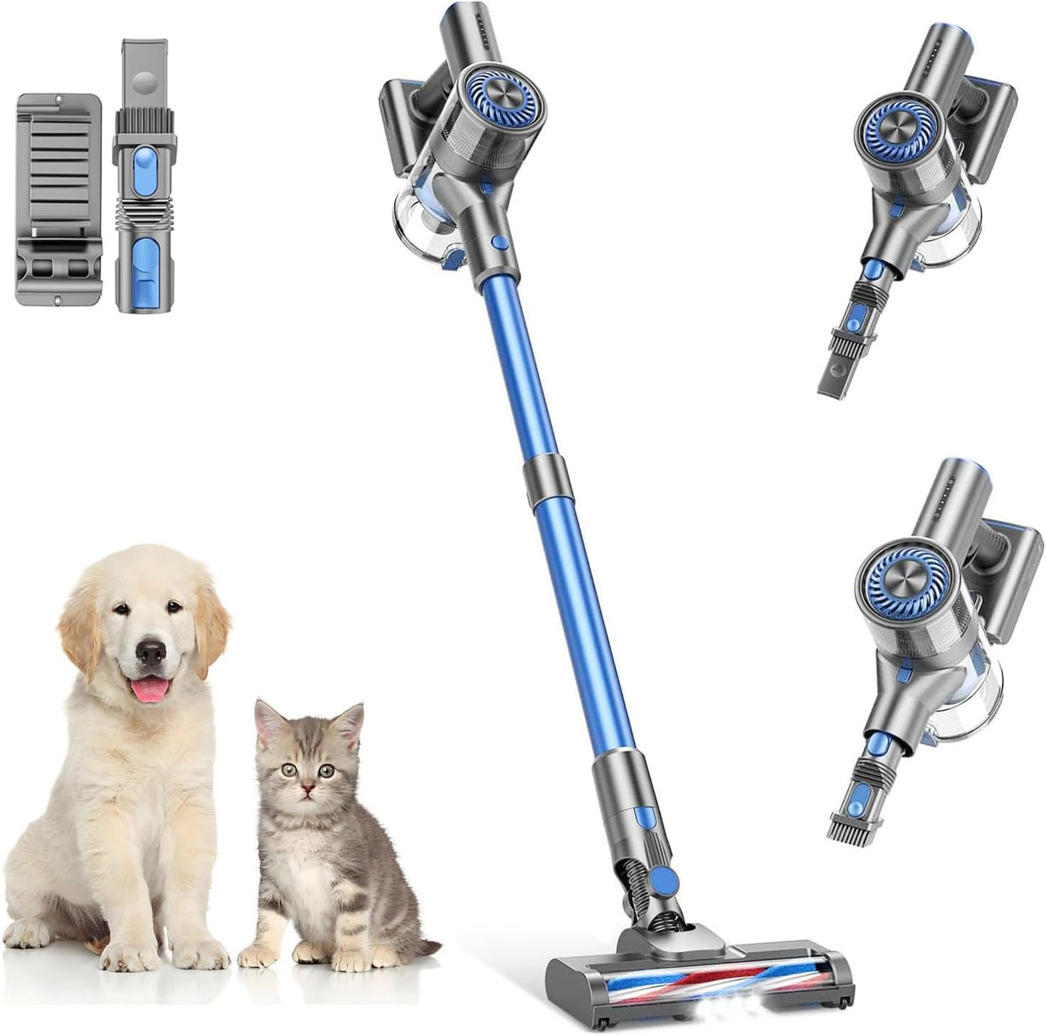 Photo 1 of Cordless Vacuum Cleaner for Home with Powerful Suction,Lightweight Stick Vacuum Cordless Rechargeable with 35 Mins Runtime, Hardwood Floor Vacuum for Pet Hair,Carpet,Tile(Blue)