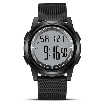 HANPOSH Mens Digital Watch Ultra Thin Minimalist Sports Waterproof Outdoor LED Screen Large Face Wrist Watches for Men with Back Light Alarm Date Stopwatch