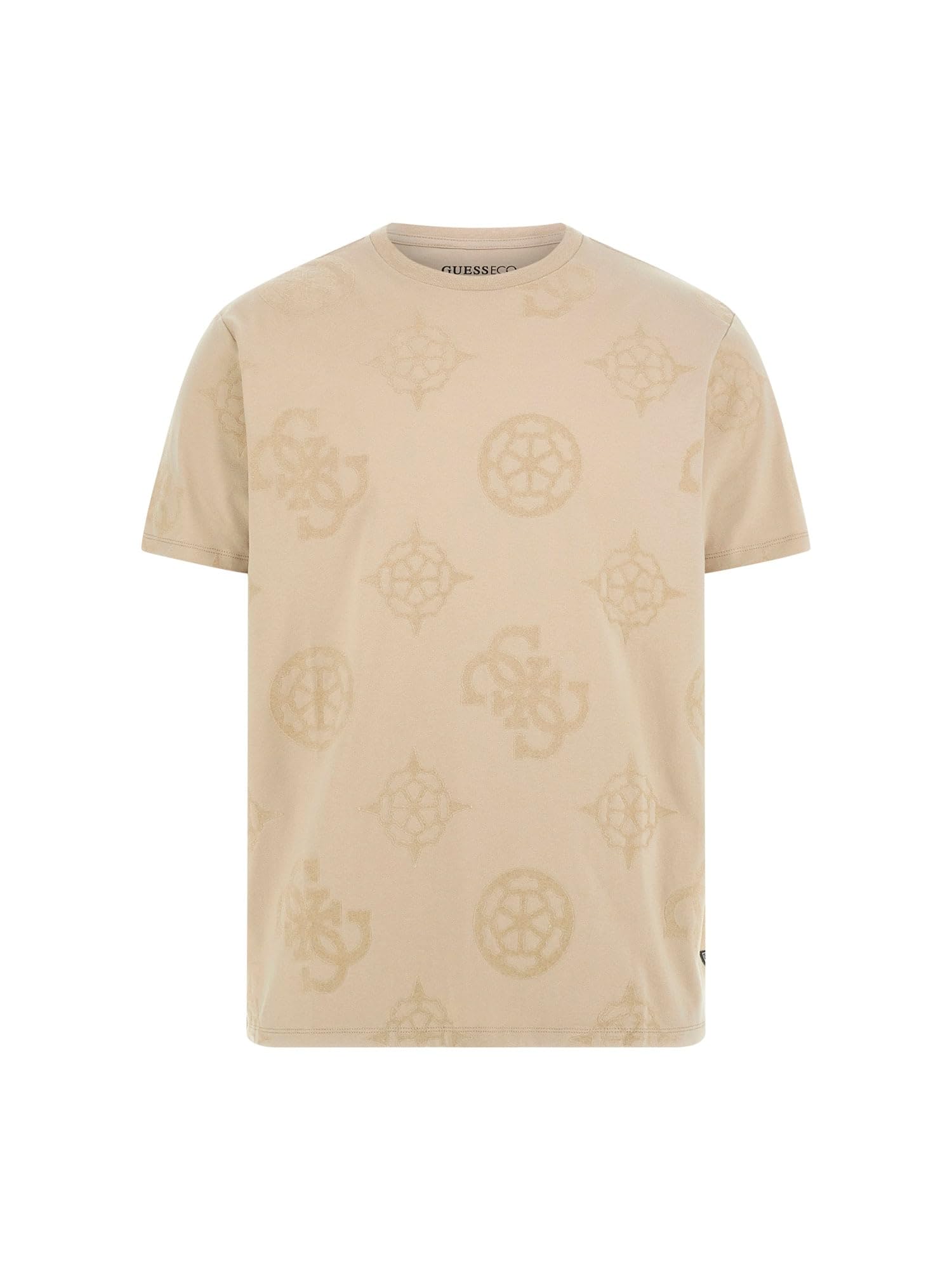 GUESS Men’s Eco Short-Sleeve Peony Print Tee, Neutral Sand
