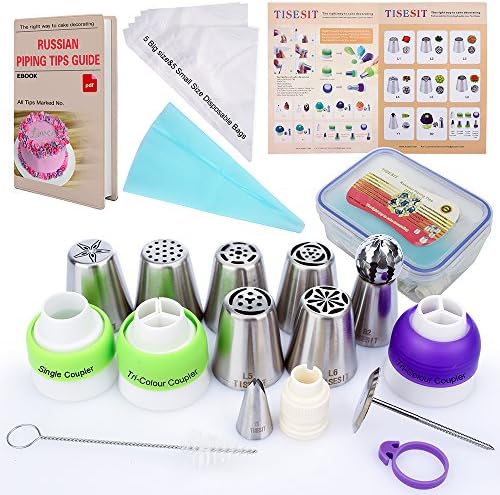 Russian Piping Tips Sphere Ball Tips Deluxe Russian Nozzles 26pcs Set Cake Frosting Icing Decorating Tips Kit 6 Piping Nozzles 1 Sphere Ball Tips Instructions +Ebook