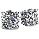 14k Gold Post & Sterling Silver 4 Prong Swarovski Pure Brilliance CZ Stud Earrings CZ 1.0 to 8.0ctw