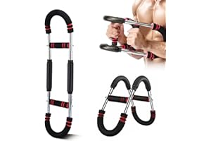 WORKKEEP Adjustable Power Twister Bar 40-100lb, Home Gym Chest and Arm Workout Trainer with Ergonomic Foam Grip, Portable Muscle Strength Enhancer