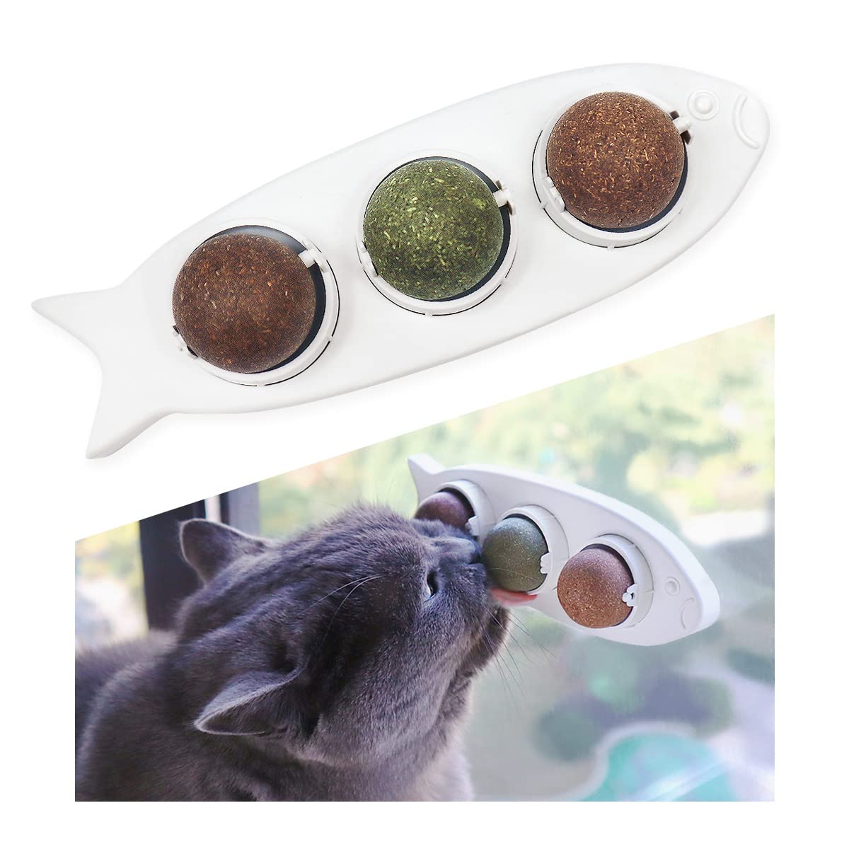 Snow Pet Magic Catnip Wall Balls Toys for Cats - Kitten Treat Toys Indoor - Teeth Cleaning Chew Silvervine Balls