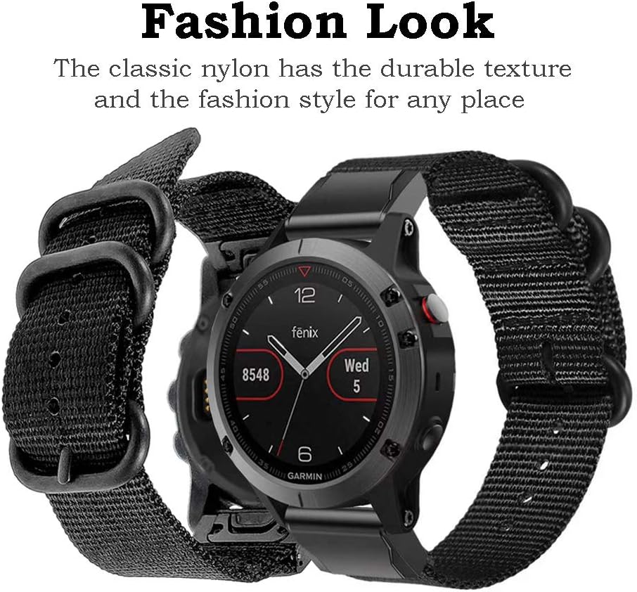 Miimall Correa de Nylon Compatible con Garmin Fenix 6/6 Pro/6 GPS,22mm Correa de Respuesto Deprotivo Ajustable Banda con Hebilla para Garmin Fenix 5/5 ...