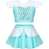 Jurebecia Girls Two Piece Swimsuit Princess Bikini Set Toddle Kids Ruffles Bathing Suit Role Play Swimwear