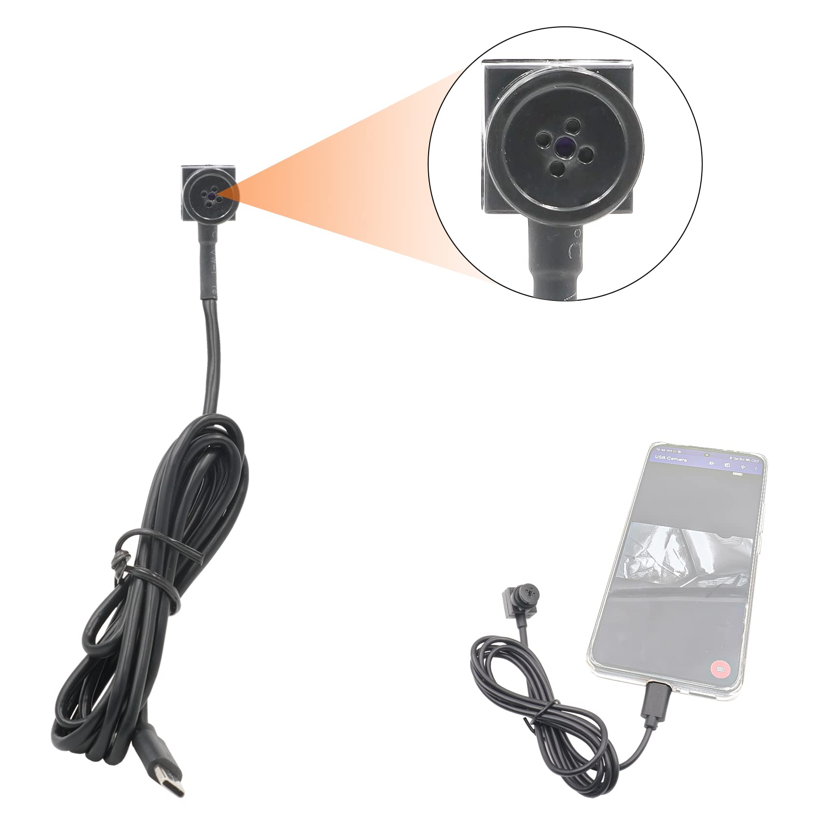 Photo 1 of Sheawasy Spy Button Camera 1080P Hidden Camera Wearable Mini Camera External Phone Camera for Android Smartphone(Type-C) Indoor and Outdoor Use(Can not use in iPhone)