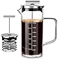 Comfome French Press Coffee Maker 12oz, Small French Press with 4 Level Filtration System,304 Stainless Steel Coffee…