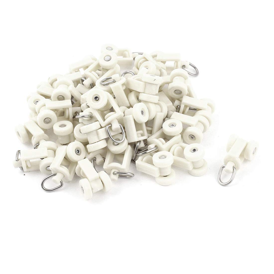 Sourcingmap White Plastic Curtain Track Rail Rollers 10mm Diameter Wheel 40 Pcs