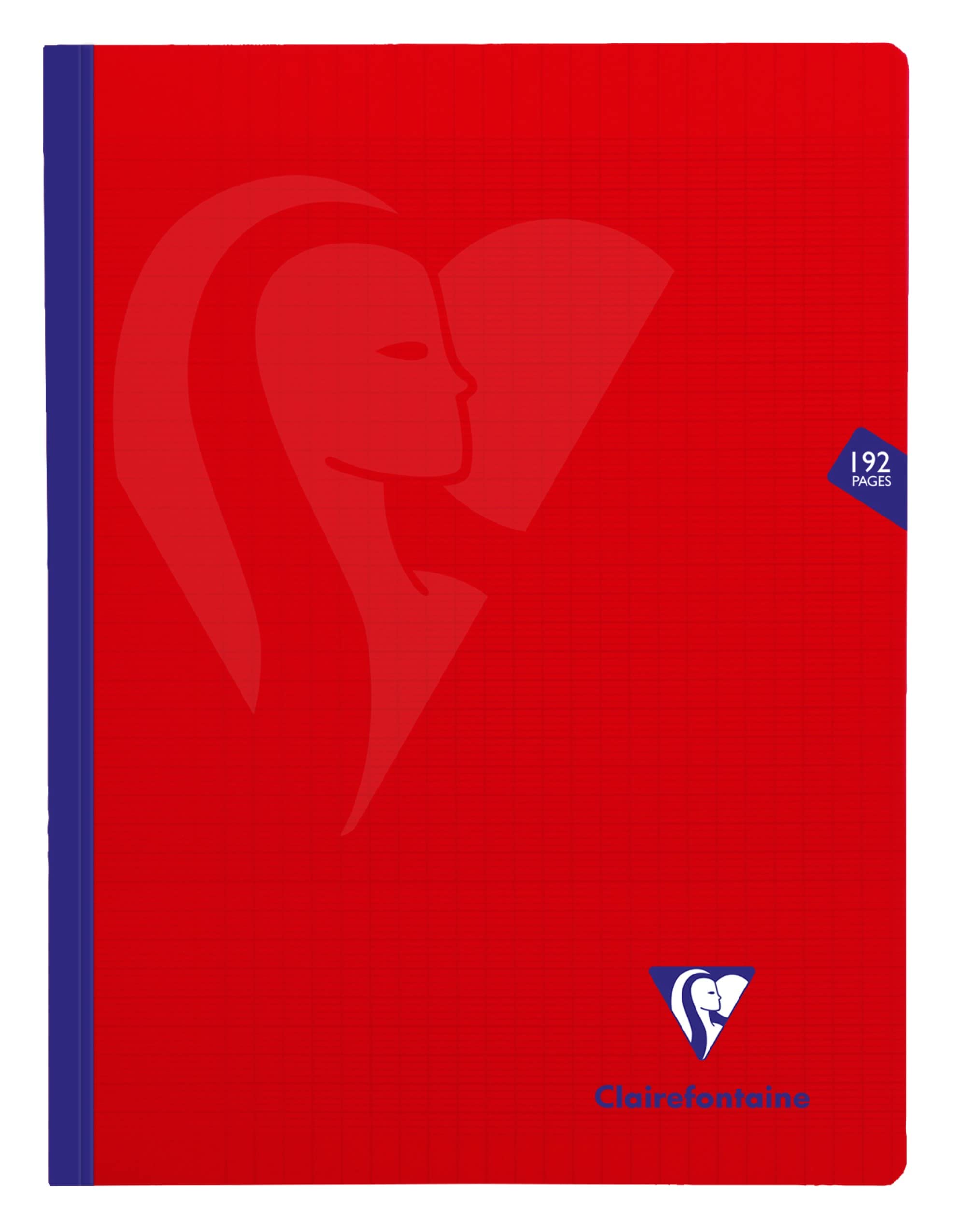 Clairefontaine 339341C - One Red Mimesys Thread Stitched+C147 Notebook - Dimensions: 24x32 cm - 192 Seyes Ruled Pages - Paper White 90 g - Polypro Cover